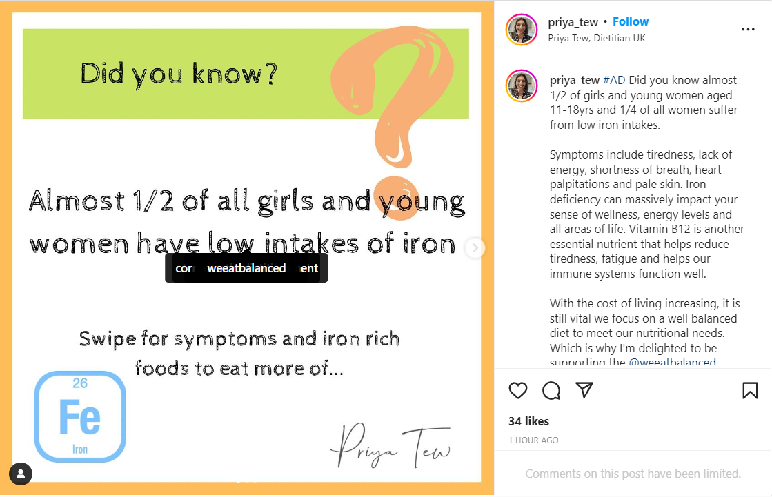 iron awareness week priya tew instagram